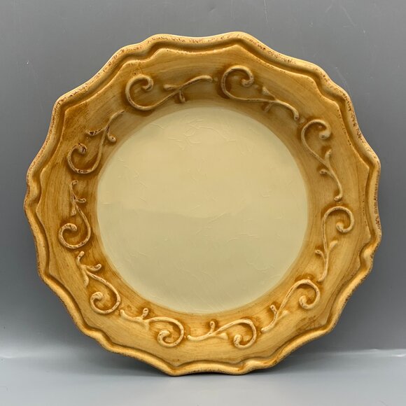 Set of 2  Pier1 Gemma Baroque Hand-painted Earthenware Salad Plates 9" - Picture 2 of 8